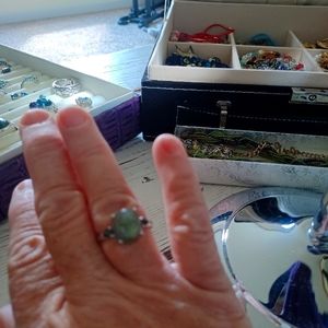 Labradorite Ring with Black Diamond Accents